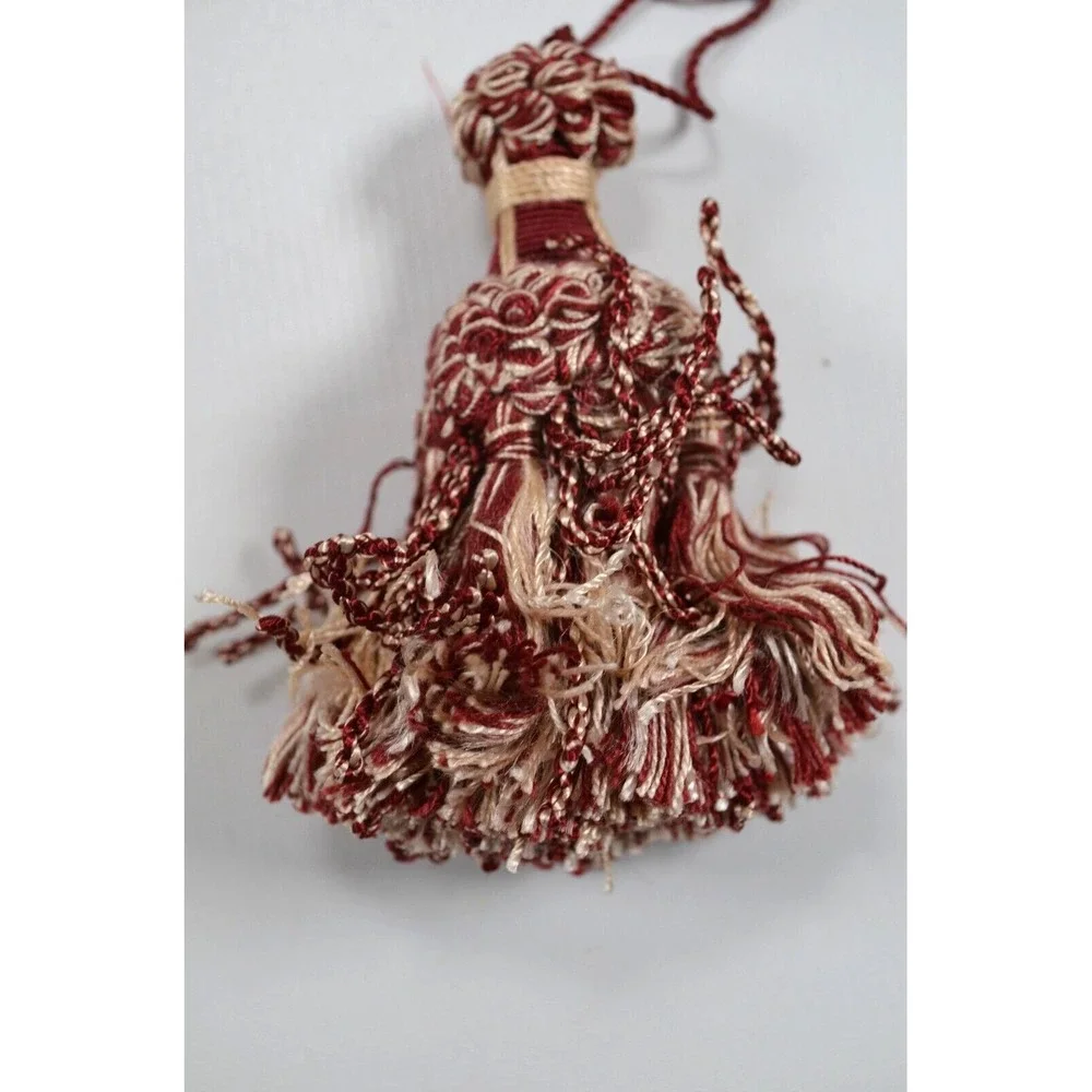 Lot of 4 Vintage Red & Ivory Drapery TieBacks Twisted Cord‎ Regency Shabby Chic